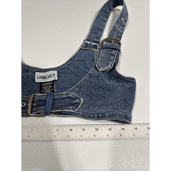 Liv&Lucy Denim Body Harness Corset Adjustable Belt Buckle Straps Blue Slimming - Picture 8 of 9